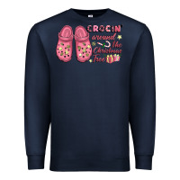 Navy Pink Christmas crocin' around the Christmas tree Premium Sweatshirt - NancyCooperArtShop