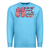 Ocean Blue Pink Christmas crocin' around the Christmas tree Premium Sweatshirt - NancyCooperArtShop