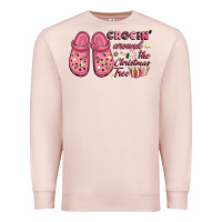 Pale Pink Pink Christmas crocin' around the Christmas tree Premium Sweatshirt - NancyCooperArtShop