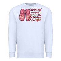 White Pink Christmas crocin' around the Christmas tree Premium Sweatshirt - NancyCooperArtShop