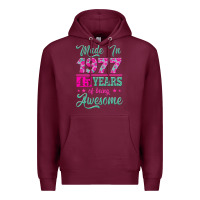 Burgundy made in 1977, 45 years of being awesome Premium Hoodie - Jasminsmagicworld