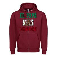 Burgundy El Papa Mas Chingon Mexican Flag Zipper Hoodie - Jasminsmagicworld