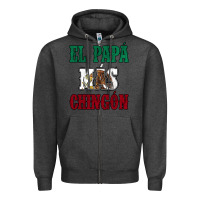 Charcoal Heather El Papa Mas Chingon Mexican Flag Zipper Hoodie - Jasminsmagicworld