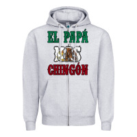 Heather Grey El Papa Mas Chingon Mexican Flag Zipper Hoodie - Jasminsmagicworld