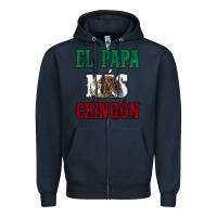 Navy El Papa Mas Chingon Mexican Flag Zipper Hoodie - Jasminsmagicworld