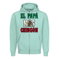 Seafoam El Papa Mas Chingon Mexican Flag Zipper Hoodie - Jasminsmagicworld