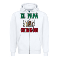 White El Papa Mas Chingon Mexican Flag Zipper Hoodie - Jasminsmagicworld