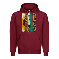 Burgundy Leopard Sunflower Brush Strokes Zipper Hoodie - Jasminsmagicworld