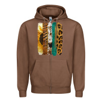 Chestnut Leopard Sunflower Brush Strokes Zipper Hoodie - Jasminsmagicworld