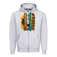 Heather Grey Leopard Sunflower Brush Strokes Zipper Hoodie - Jasminsmagicworld
