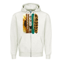 Oatmeal Heather Leopard Sunflower Brush Strokes Zipper Hoodie - Jasminsmagicworld