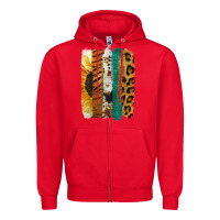 Red Leopard Sunflower Brush Strokes Zipper Hoodie - Jasminsmagicworld