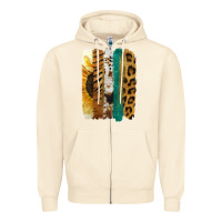 Sandshell Leopard Sunflower Brush Strokes Zipper Hoodie - Jasminsmagicworld