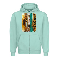 Seafoam Leopard Sunflower Brush Strokes Zipper Hoodie - Jasminsmagicworld