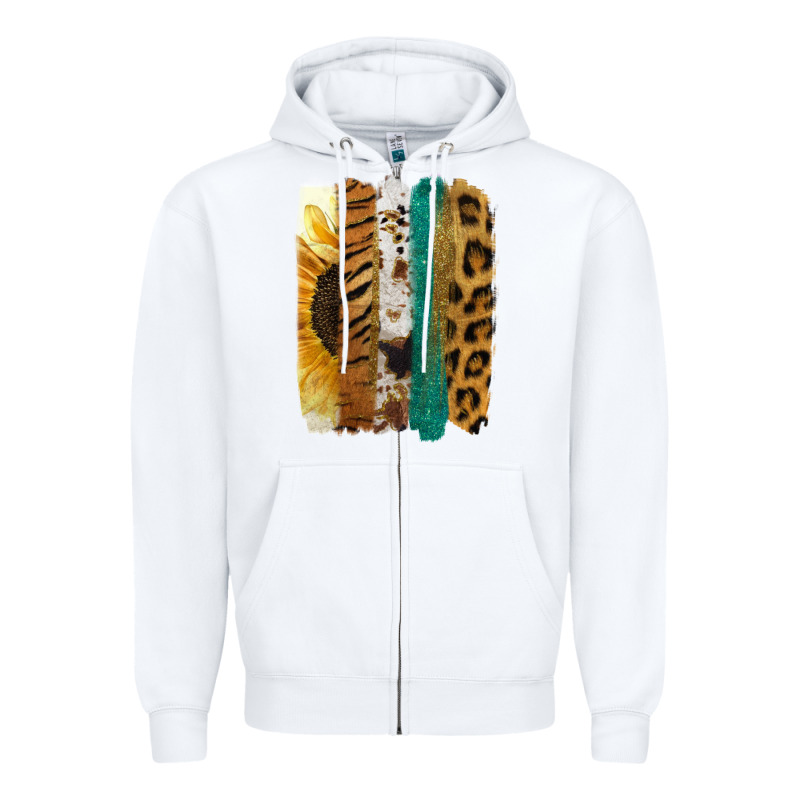 Leopard Sunflower Brush Strokes Zipper Hoodie by Jasminsmagicworld | Teevron