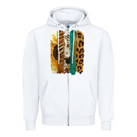 White Leopard Sunflower Brush Strokes Zipper Hoodie - Jasminsmagicworld
