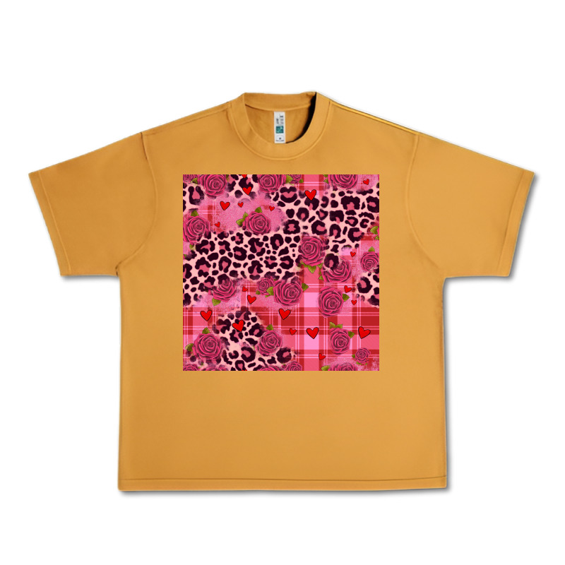Valentines Day Roses Leopard Seamless Pattern Urban Heavy Tee by JahusDesignShop | Teevron