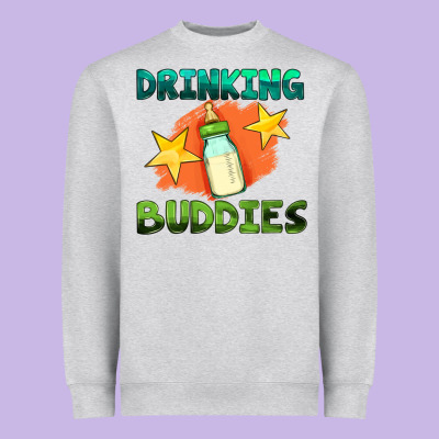 Drinking Buddies With Baby Bottle Heavyweight Sweatshirt Designed By Hra Design Shop