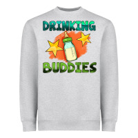 Heather Grey drinking buddies with baby bottle Heavyweight Sweatshirt - HRA Design Shop