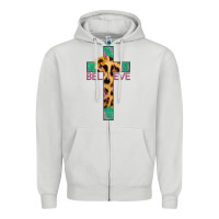 Dove Grey Believe Cross Zipper Hoodie - Jasminsmagicworld