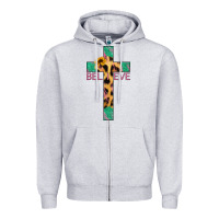 Heather Grey Believe Cross Zipper Hoodie - Jasminsmagicworld