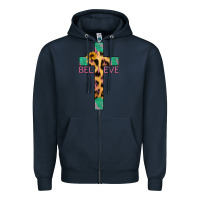 Navy Believe Cross Zipper Hoodie - Jasminsmagicworld