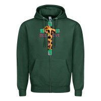 Sports Green Believe Cross Zipper Hoodie - Jasminsmagicworld