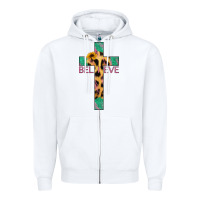 White Believe Cross Zipper Hoodie - Jasminsmagicworld