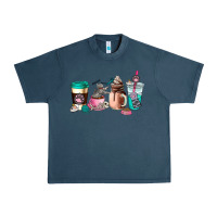 Midnight Navy cat  coffee cup Urban Heavy Tee - AdoDesignShop