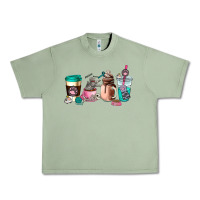 Oil Green cat  coffee cup Urban Heavy Tee - AdoDesignShop
