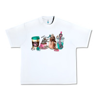 White cat  coffee cup Urban Heavy Tee - AdoDesignShop