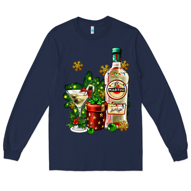 Cocrtail Martini And Gift And Snow Long Sleeve Tee by AdoDesignShop | Teevron
