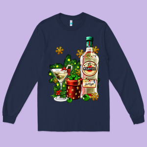 Cocrtail Martini And Gift And Snow Long Sleeve Tee Designed By Adodesignshop
