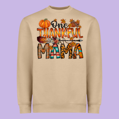 One Thankful Mama Heavyweight Sweatshirt Designed By Racoondesign