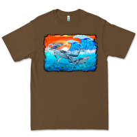 Cacao humpback whale and wave background Premium Tee - BarkalooDesign