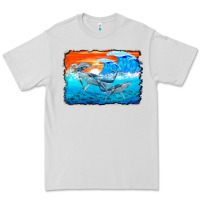 Dove Grey humpback whale and wave background Premium Tee - BarkalooDesign