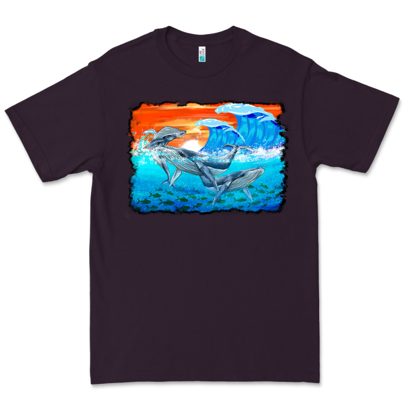 Humpback Whale And Wave Background Premium Tee by BarkalooDesign | Teevron