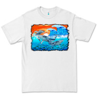 White humpback whale and wave background Premium Tee - BarkalooDesign