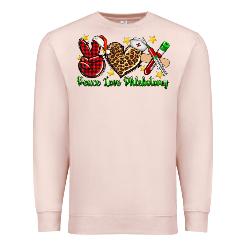 Peace Love Phlebotomy Christmas Premium Sweatshirt by NancyCooperArtShop | Teevron