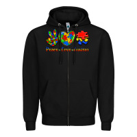 Black Peace Love Autism Zipper Hoodie - Jasminsmagicworld
