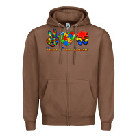 Chestnut Peace Love Autism Zipper Hoodie - Jasminsmagicworld