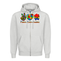 Dove Grey Peace Love Autism Zipper Hoodie - Jasminsmagicworld