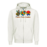 Oatmeal Heather Peace Love Autism Zipper Hoodie - Jasminsmagicworld