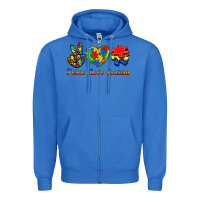 True Royal Peace Love Autism Zipper Hoodie - Jasminsmagicworld