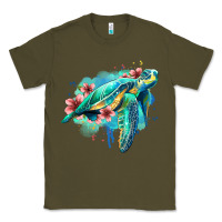 Army Green floral turtle Classic Tee - Jasminsmagicworld