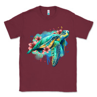 Burgundy floral turtle Classic Tee - Jasminsmagicworld