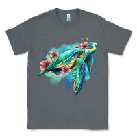 Charcoal Heather floral turtle Classic Tee - Jasminsmagicworld