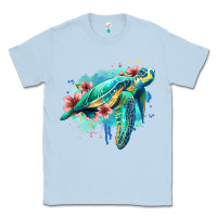 Dusty Blue floral turtle Classic Tee - Jasminsmagicworld