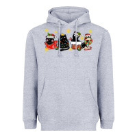 Heather Grey christmas cats Heavyweight Hoodie - MaliasSmallBusiness