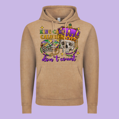 King Cake Calories Don't Count Skull Vintage Hoodie Designed By Fadigitalartstudio